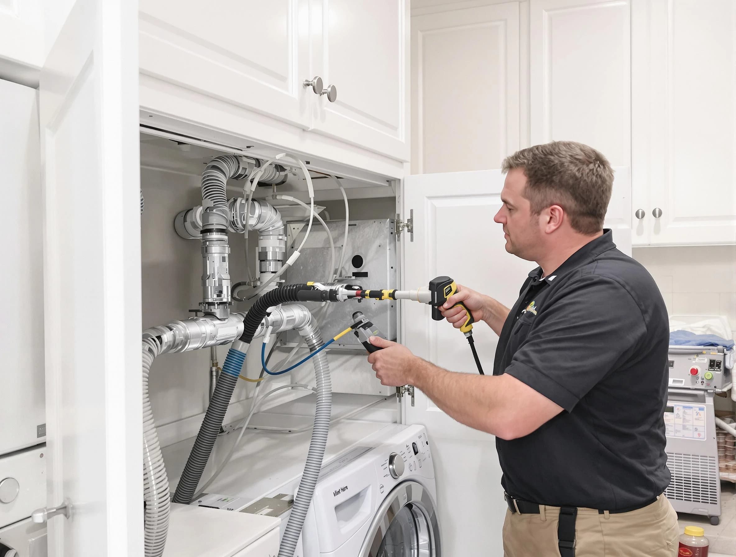 Murrysville Dryer Vent Cleaning professional removing severe blockage from a clogged dryer vent in Murrysville