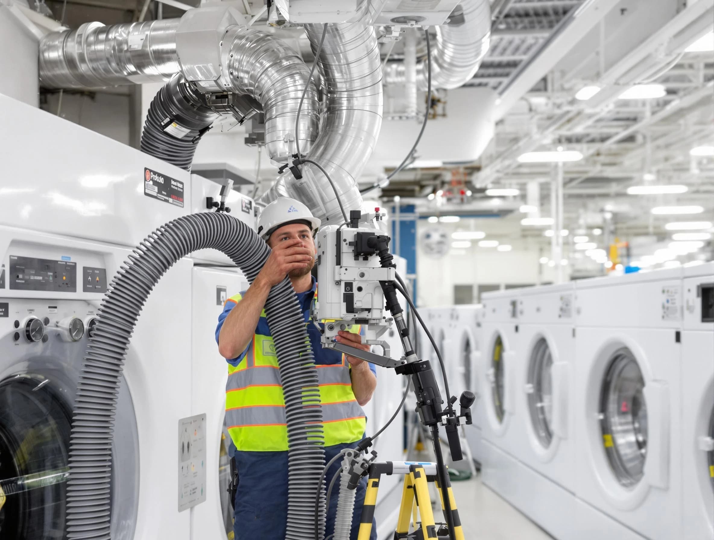 Murrysville Dryer Vent Cleaning team performing commercial-grade dryer vent cleaning at a business facility in Murrysville