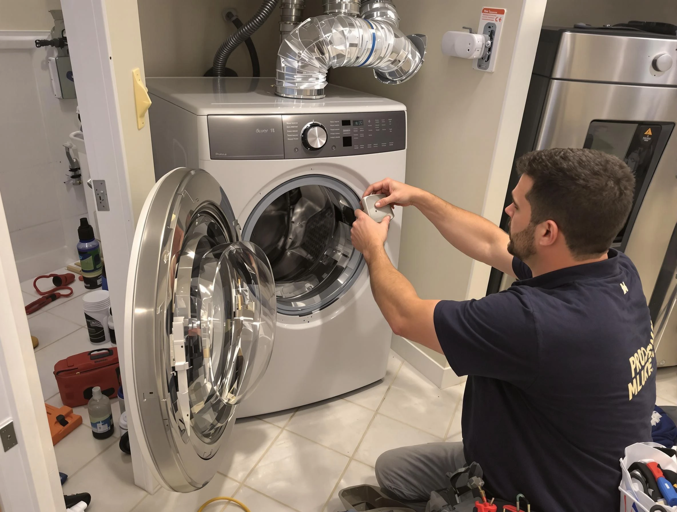 Murrysville Dryer Vent Cleaning technician performing precise dryer vent hose installation in Murrysville